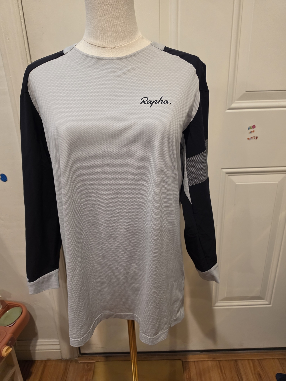 Rapha Light Gray and Black Long Sleeve Crew Shirt